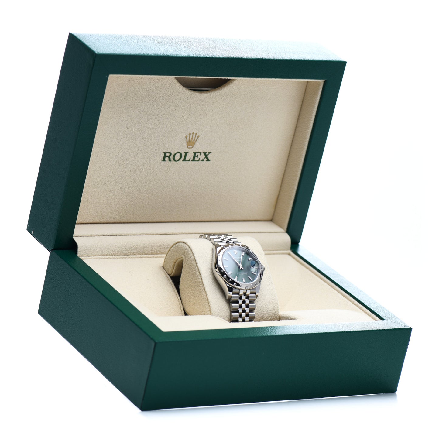 Stainless Steel 18K White Gold Diamond 31mm Oyster Perpetual DateJust Watch Mint Green 278344RBR