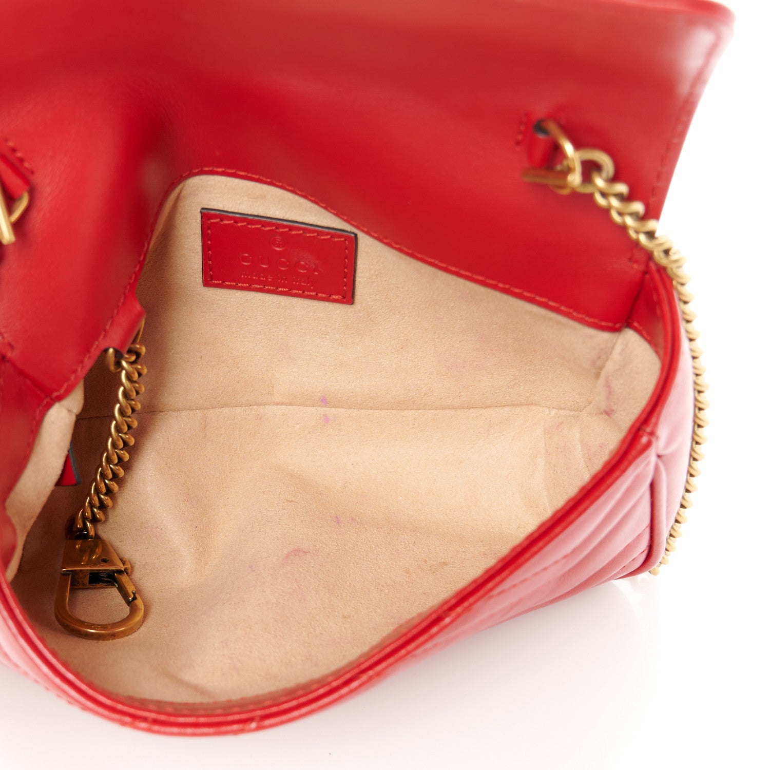 Gucci Calfskin Matelasse Super Mini GG Marmont Shoulder Bag Hibiscus Red 5 of 10