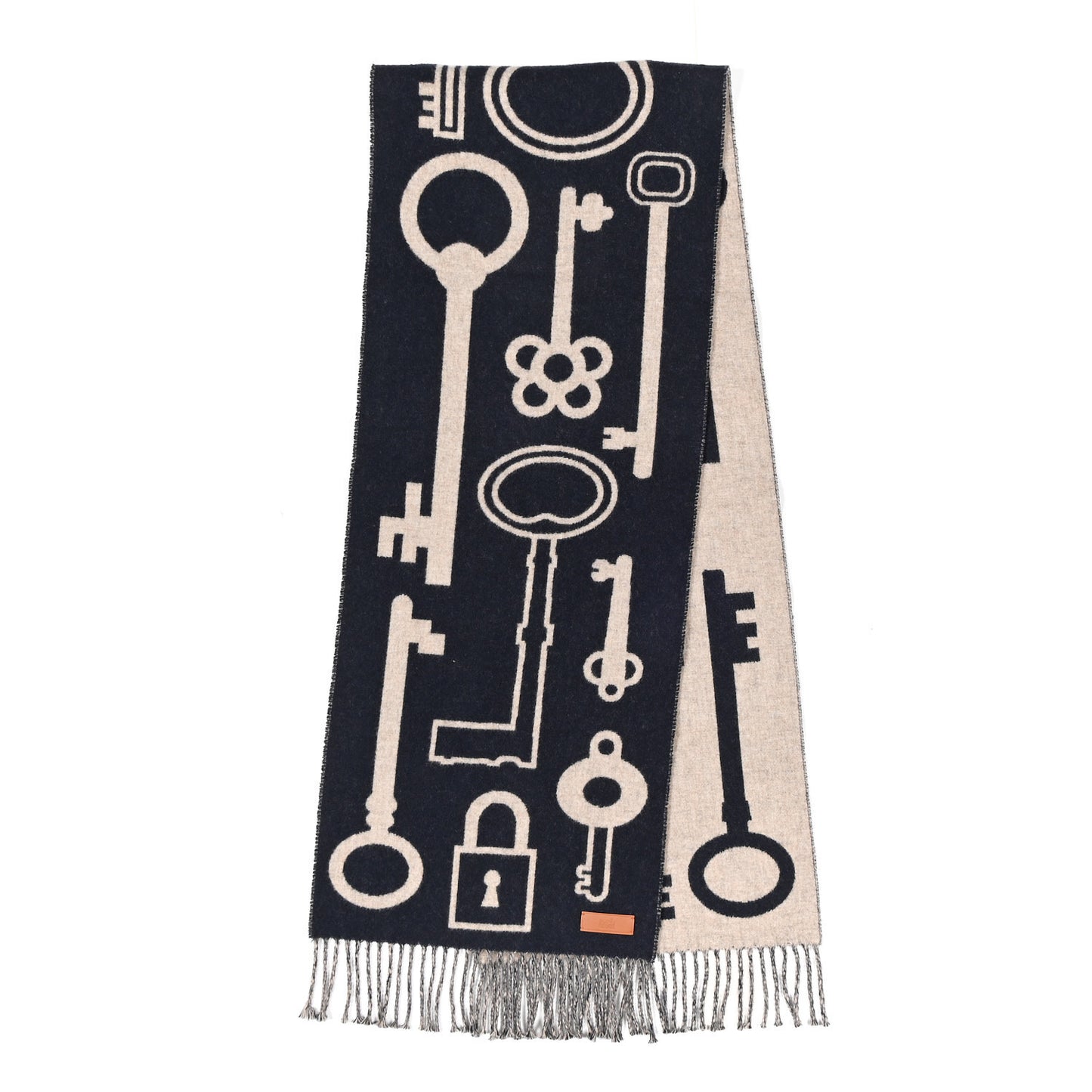 Cashmere Casaque Porte-Clefs Muffler Marine Beige Chine