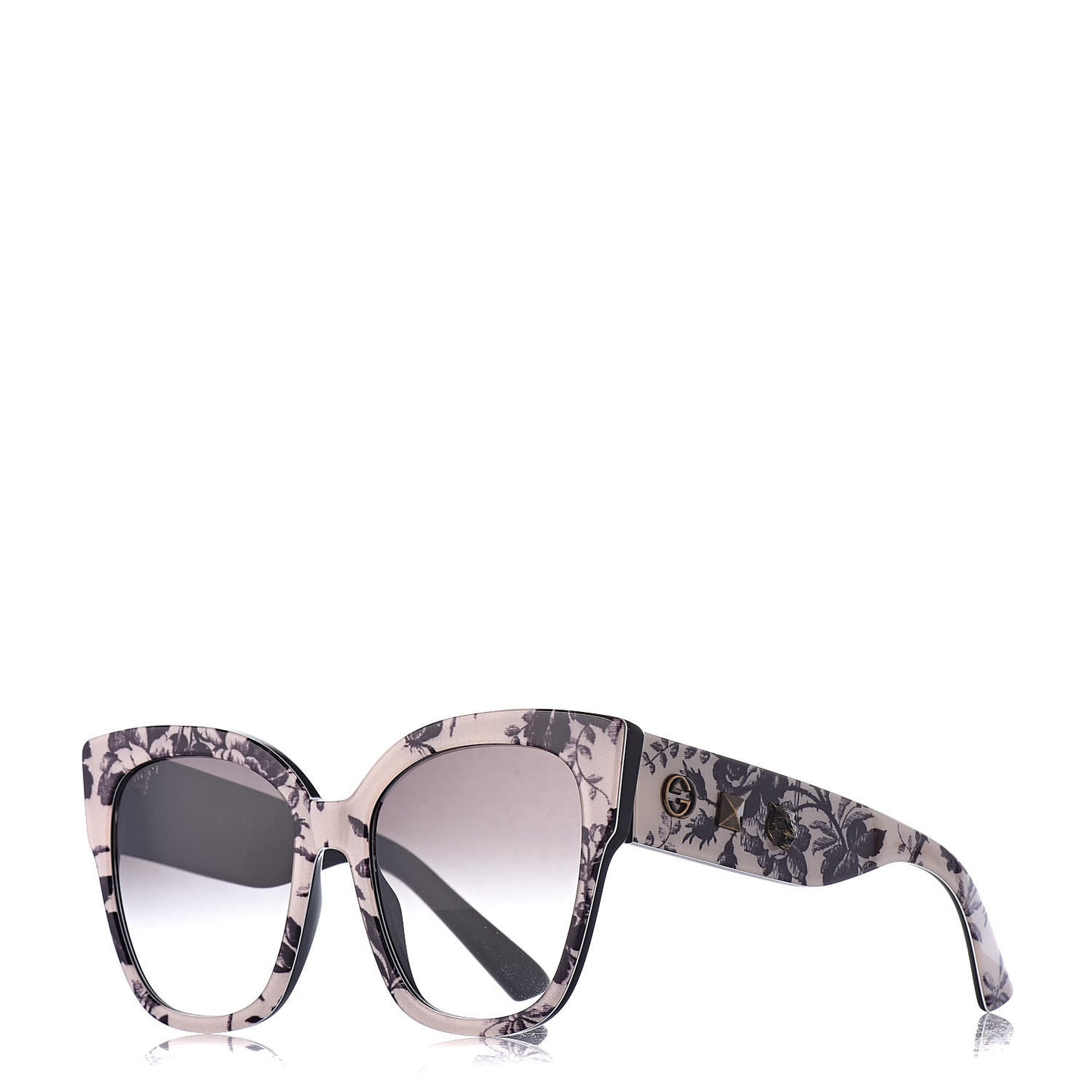 Acetate Herbarium Print Square Frame Sunglasses GG0059S White