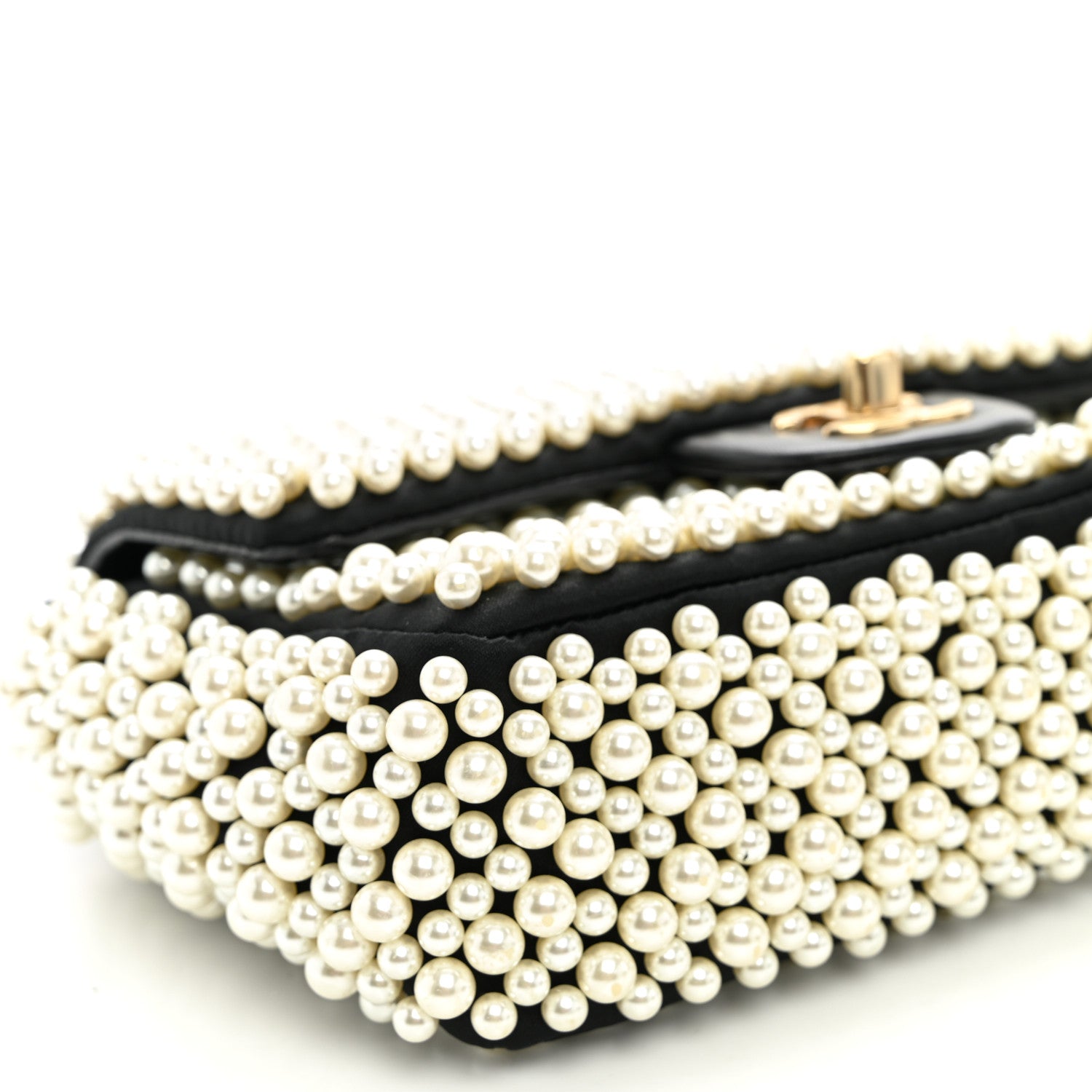 Chanel Satin Lambskin Pearl On Mini Rectangular Flap Black 8 of 9