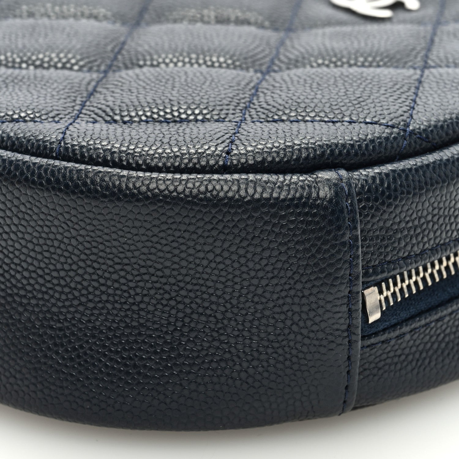 Chanel Caviar Quilted Round Clutch With Chain Navy 10 of 10