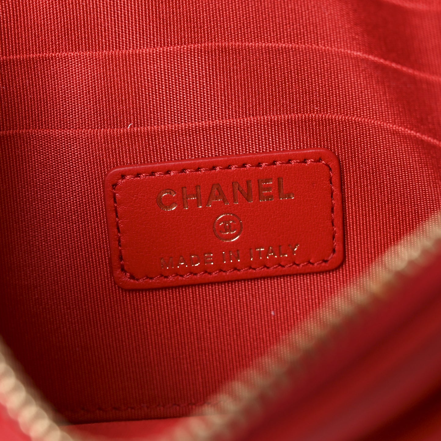 Lambskin Quilted Camellia CC Charm Wristlet Wallet Red