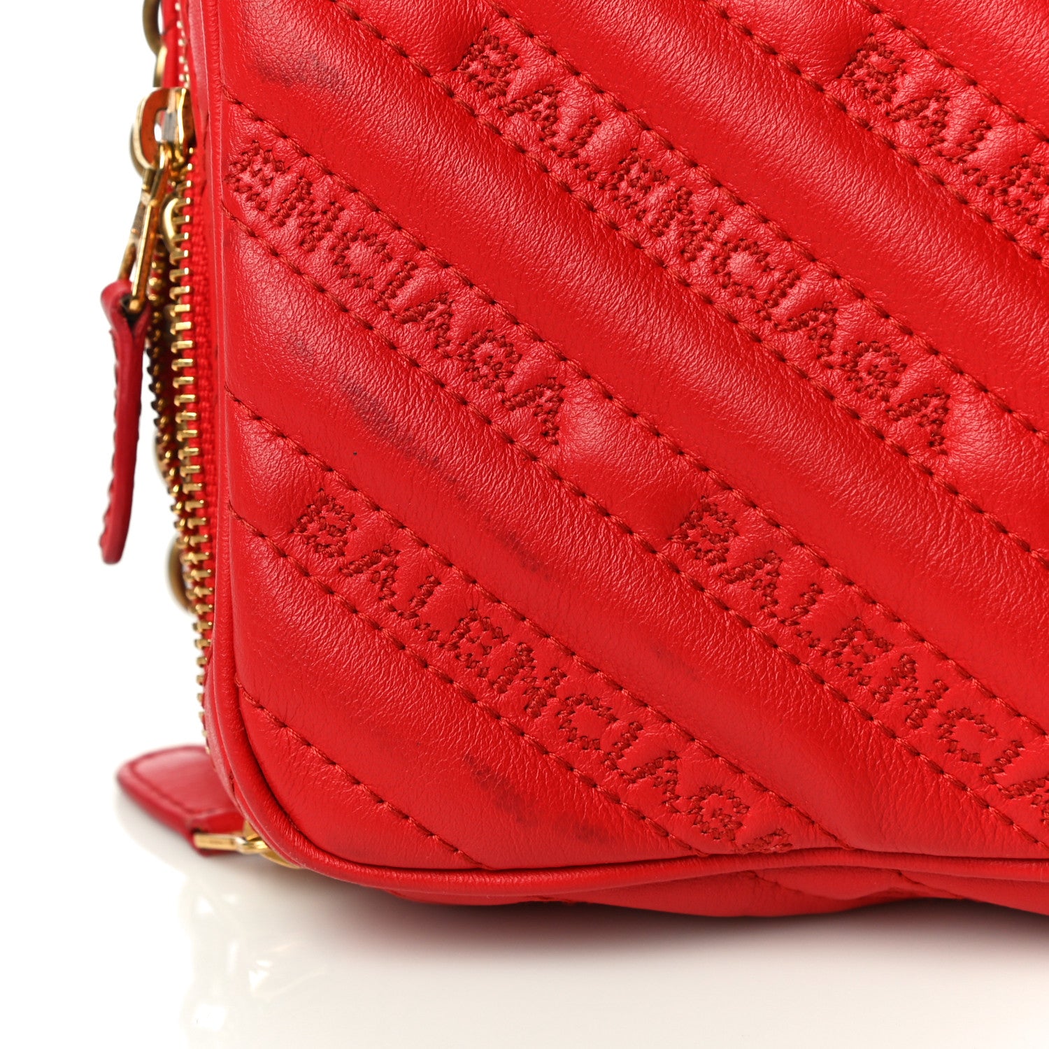 Balenciaga Calfskin Logo Matelasse Chain Strap Blanket Reporter XS Rouge Tango 12 of 19