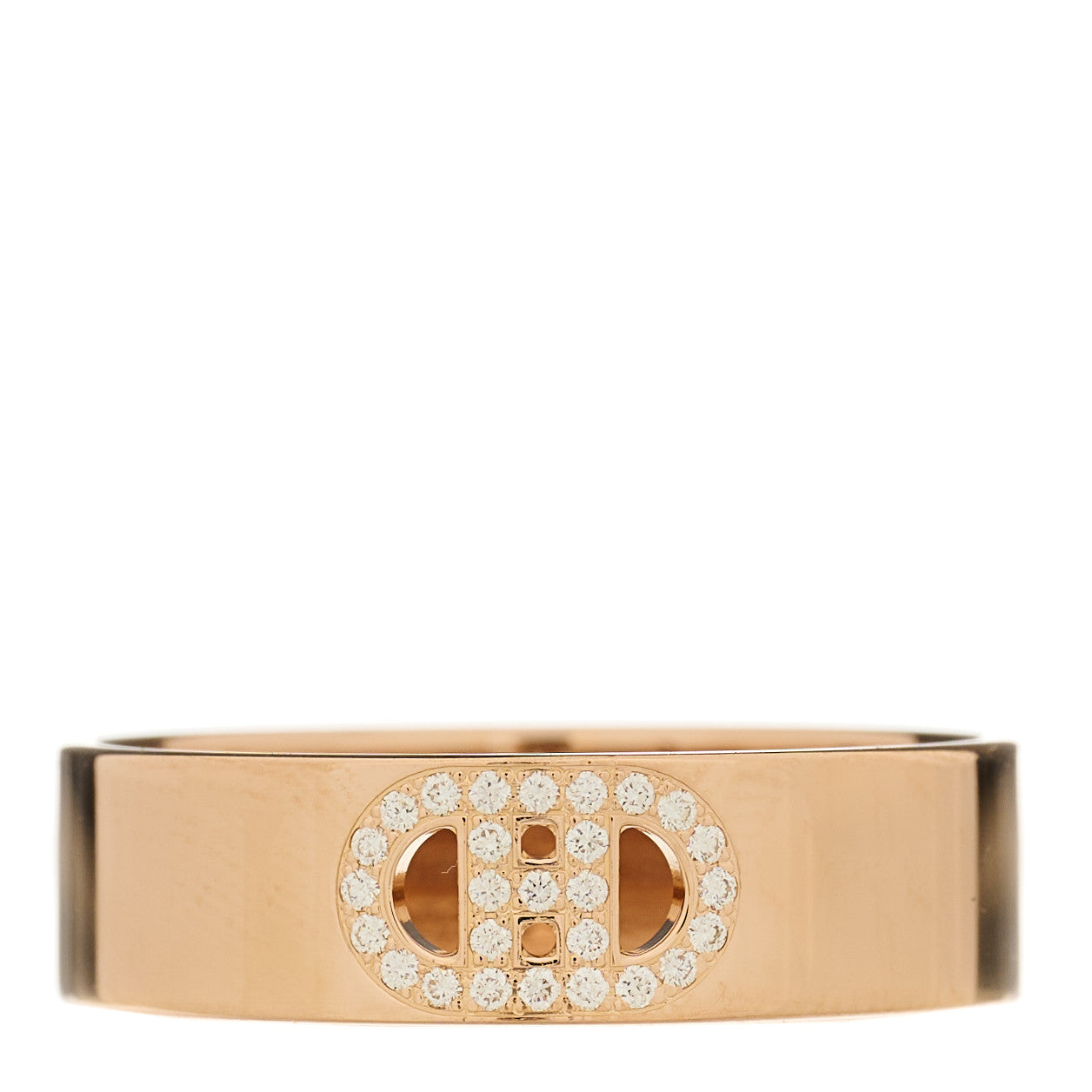 Hermes 18K Rose Gold Diamond PM H D'Ancre Ring 56 7.5 1 of 5