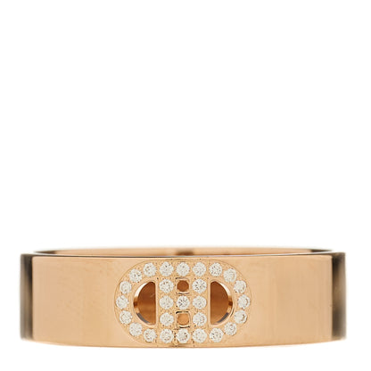 Hermes 18K Rose Gold Diamond PM H D'Ancre Ring 56 7.5 1 of 5