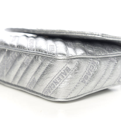Balenciaga Metallic Arena Calfskin Logo Matelasse BB Chain Wallet Argent 7 of 8