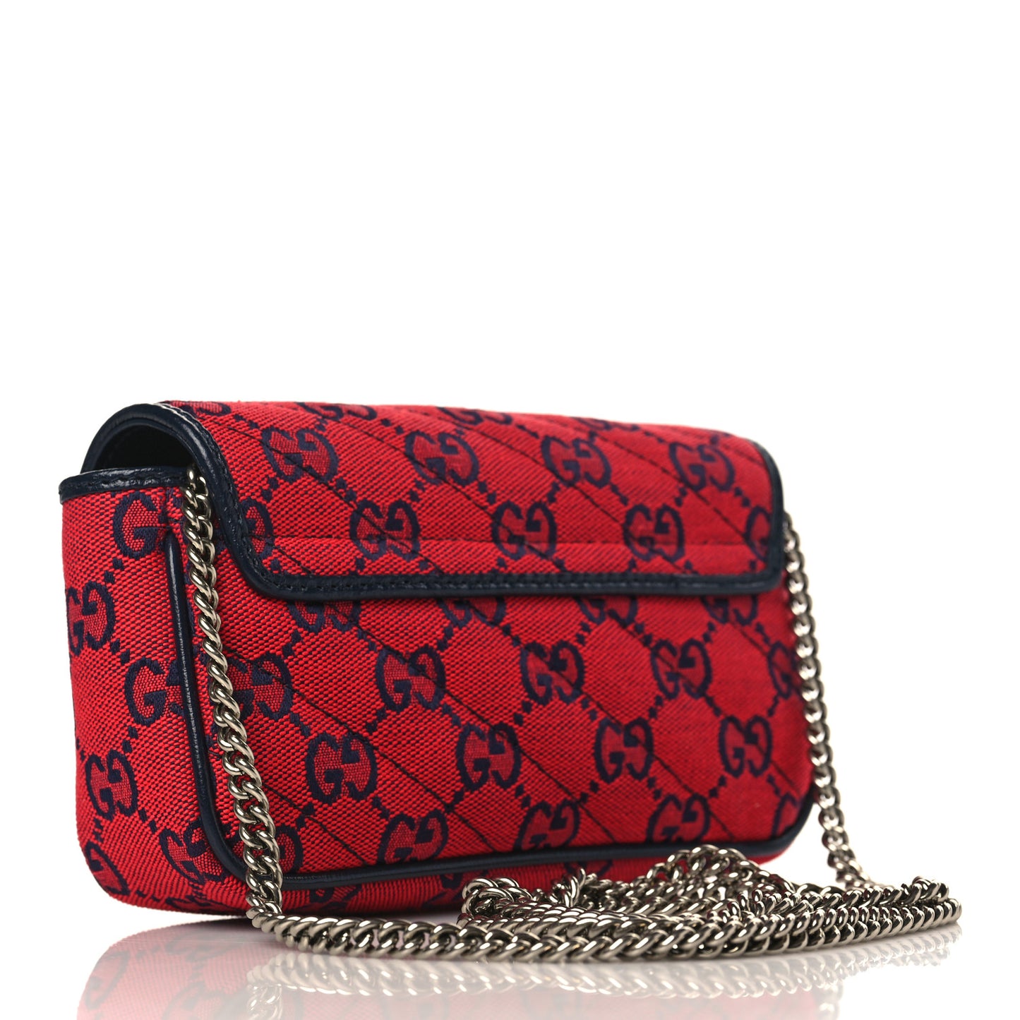 Monogram Multicolor Matelasse Diagonal Super Mini GG Marmont Shoulder Bag Red Blue
