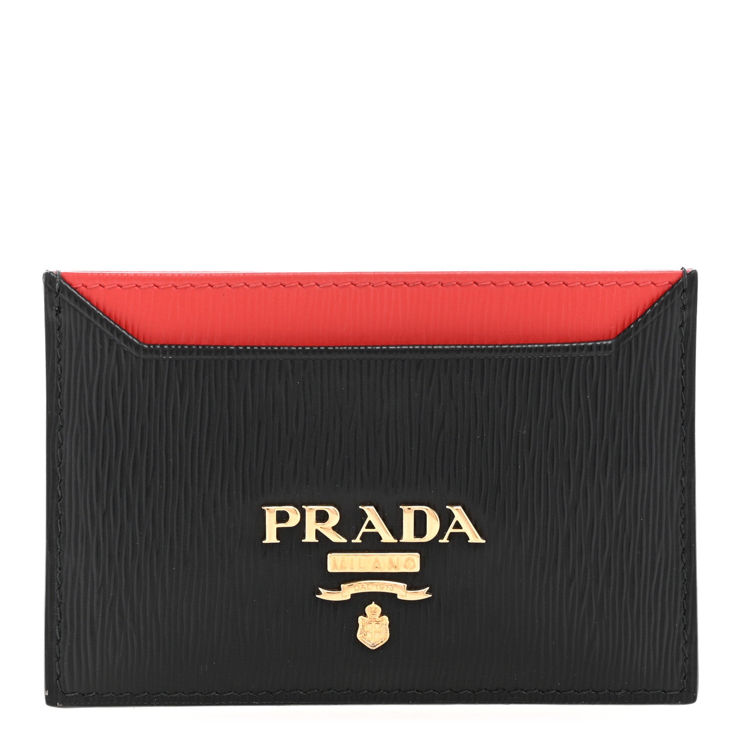 Prada Vitello Move Metal Card Case Black Lacca 1 of 9