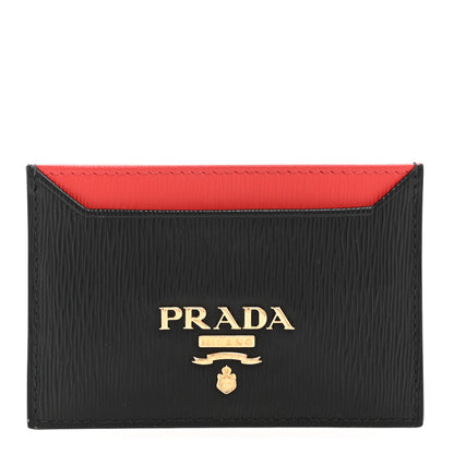 Prada Vitello Move Metal Card Case Black Lacca 1 of 9