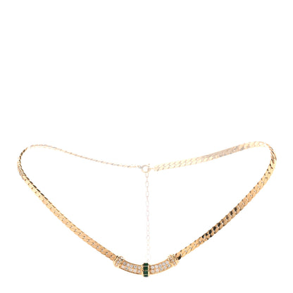 Christian Dior Crystal Chain Necklace Gold Green 3 of 5