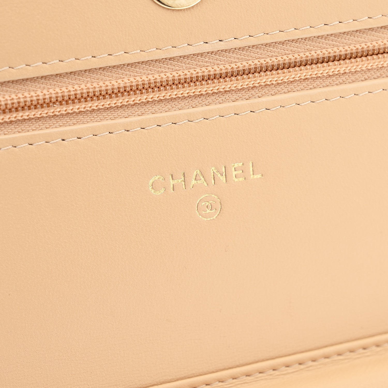 Chanel Lambskin Quilted Wallet On Chain WOC Beige Black 6 of 13