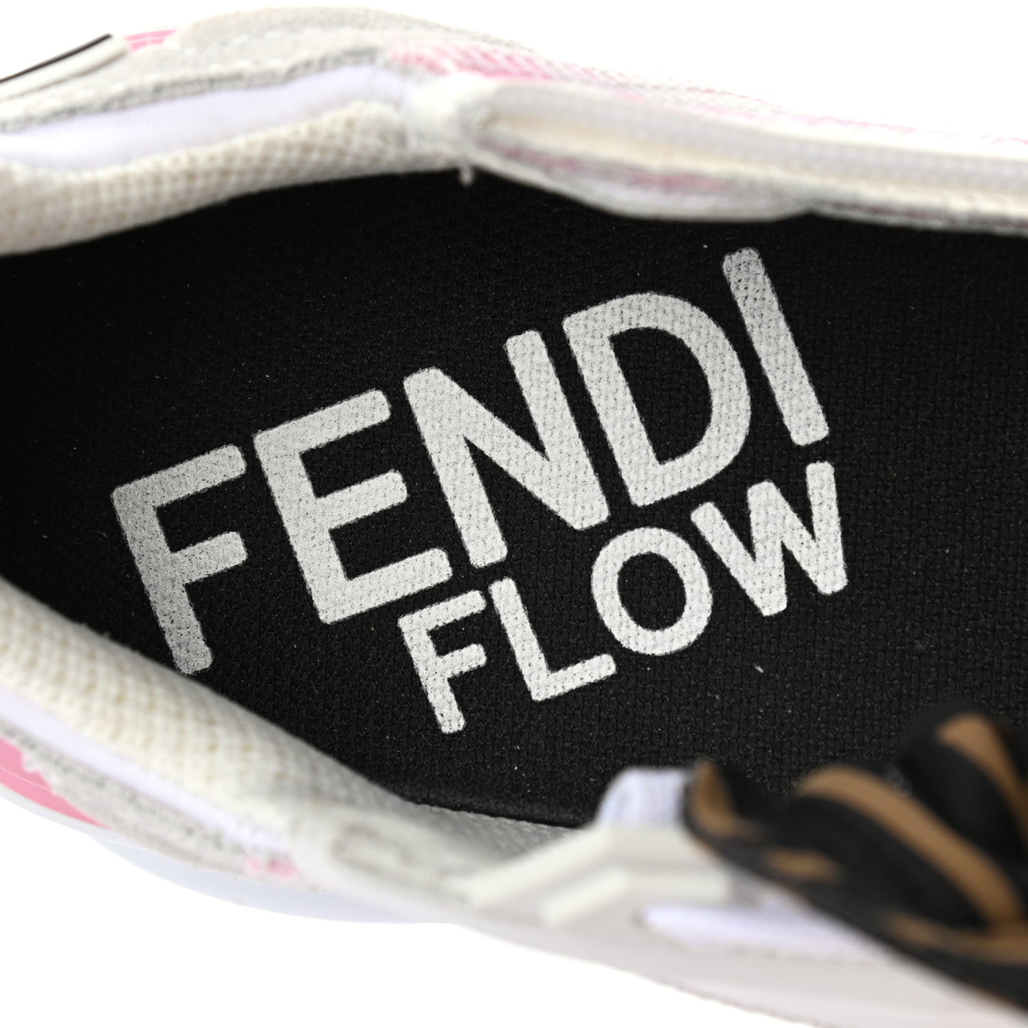 X SARAH COLEMAN Nylon Suede Lycra FF Vertigo Fendi Flow Low Top Sneakers 35.5 Transparent Rosa White