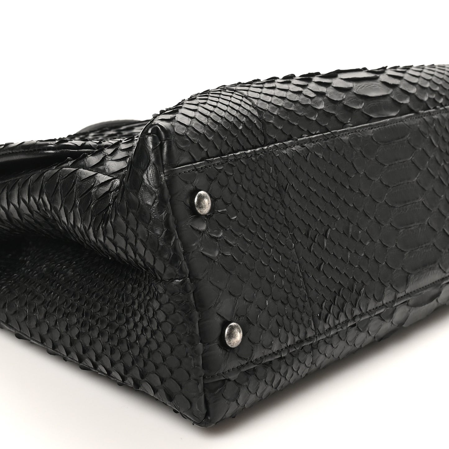 Snakeskin Small Coco Handle Flap Black