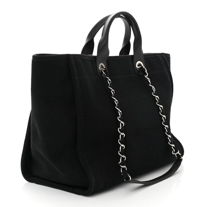 Chanel Canvas Pearl Medium Deauville Tote Black 3 of 10