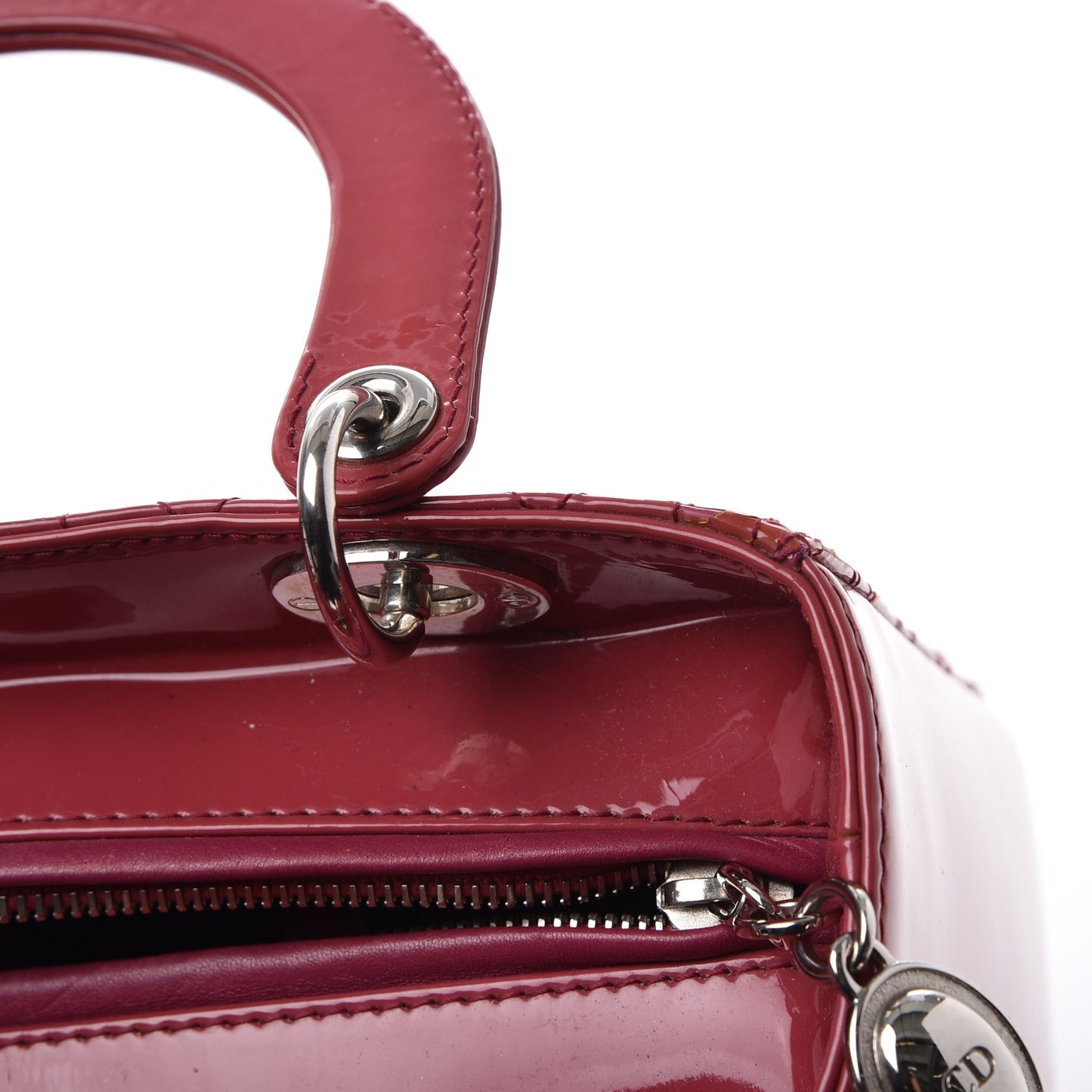 Patent Cannage Medium Lady Dior Dark Pink