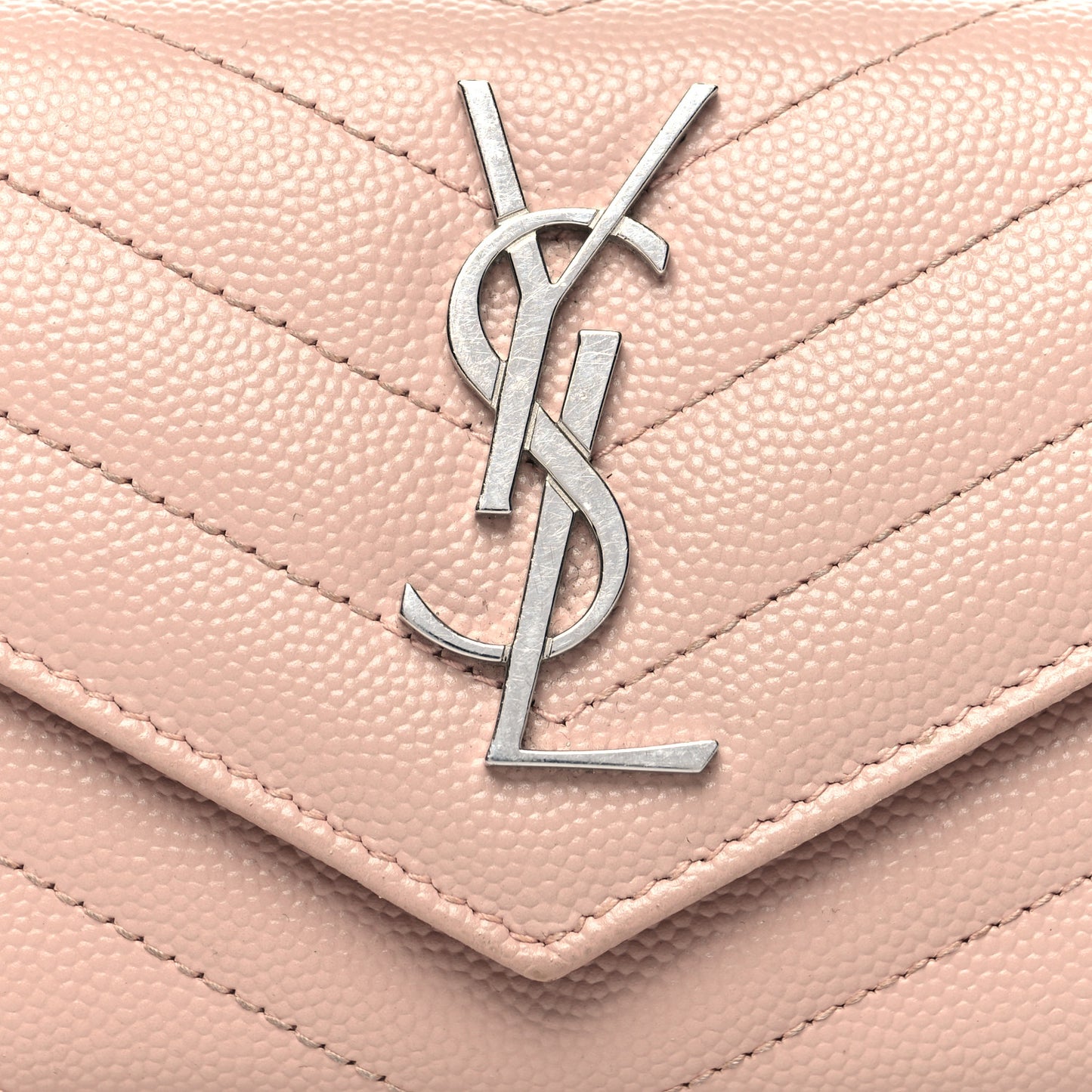 Grain De Poudre Matelasse Chevron Small Monogram Envelope Wallet Pale Pink