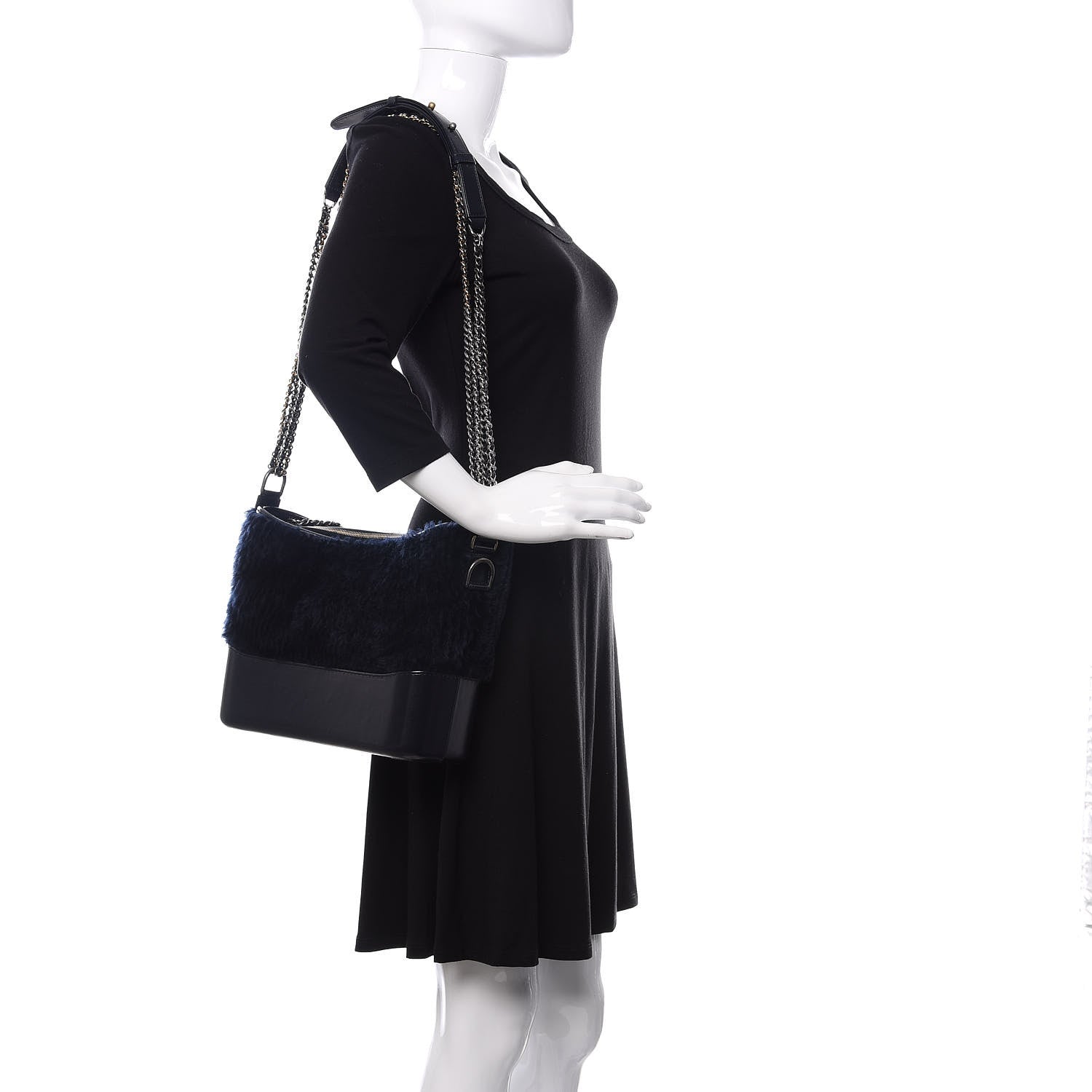Chanel Shearling Medium Gabrielle Hobo Navy 2 of 12