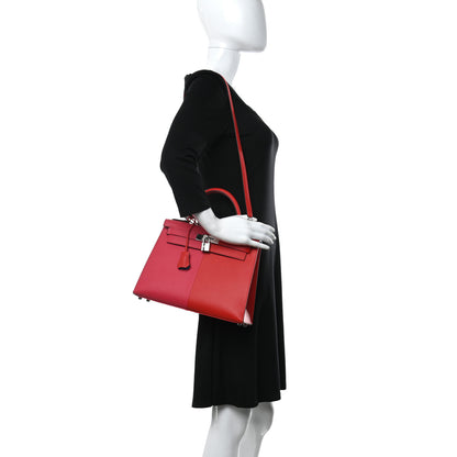 Hermes Epsom Casaque Kelly Sellier 28 Rouge Coeur Rose Extreme Bleu Zanzibar 2 of 10
