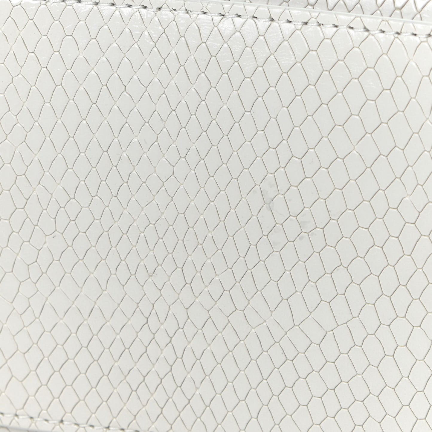 Calfskin Snake Embossed Small Hourglass Top Handle Bag White