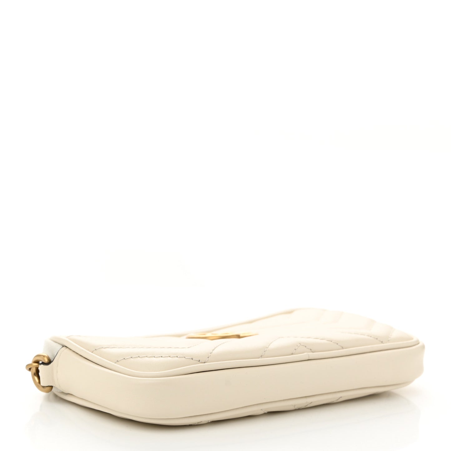 Calfskin Matelasse Mini GG Marmont Chain Crossbody Bag White