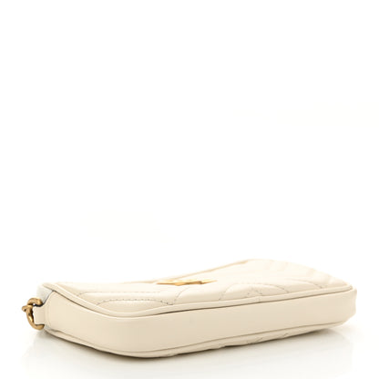 Gucci Calfskin Matelasse Mini GG Marmont Chain Crossbody Bag White 4 of 11