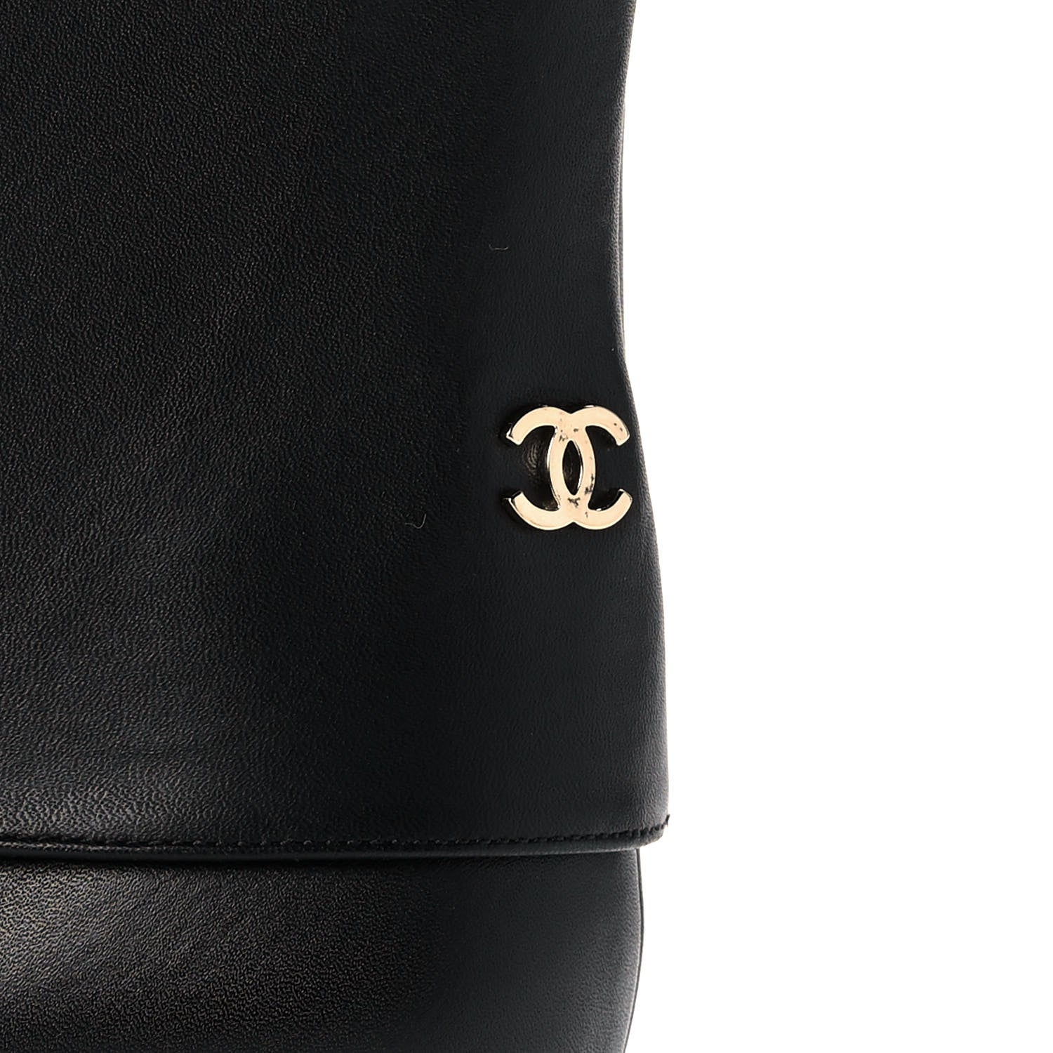 Chanel Calfskin CC Fold Over Boots 38 Black Brown 9 of 11