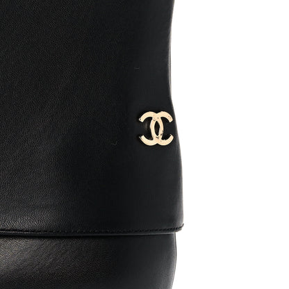 Chanel Calfskin CC Fold Over Boots 38 Black Brown 9 of 11