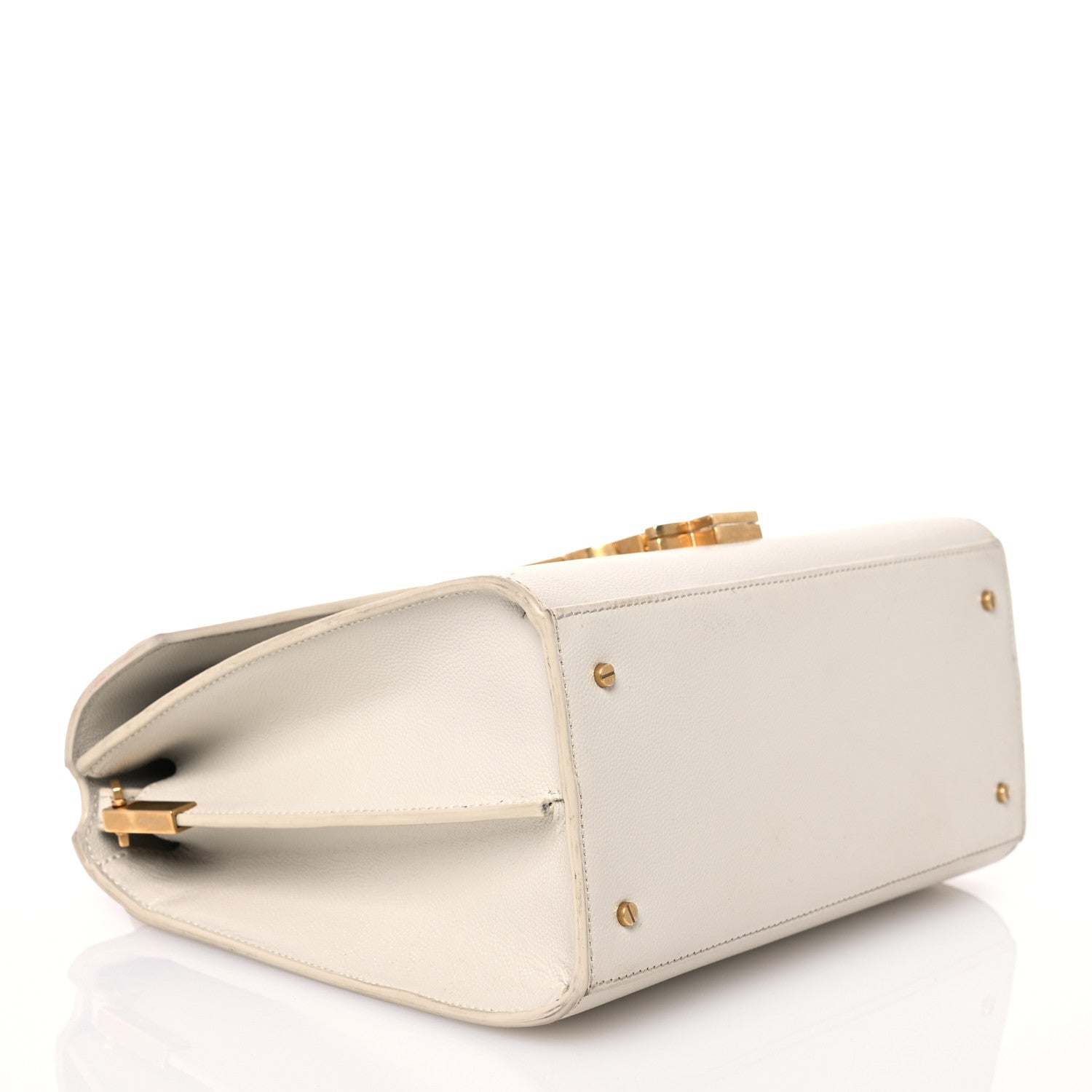 Saint Laurent Grain de Poudre Medium Classic Monogram Cassandra Top Handle Crema Soft Rouge Legion 4 of 20