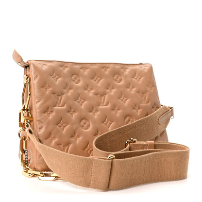 Louis Vuitton Lambskin Embossed Monogram Coussin PM Camel 3 of 9