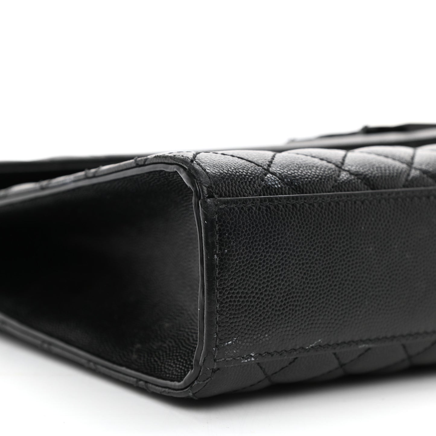 Grain De Poudre Textured Mixed Matelasse Large Triquilt Monogram Monochrome Satchel Black