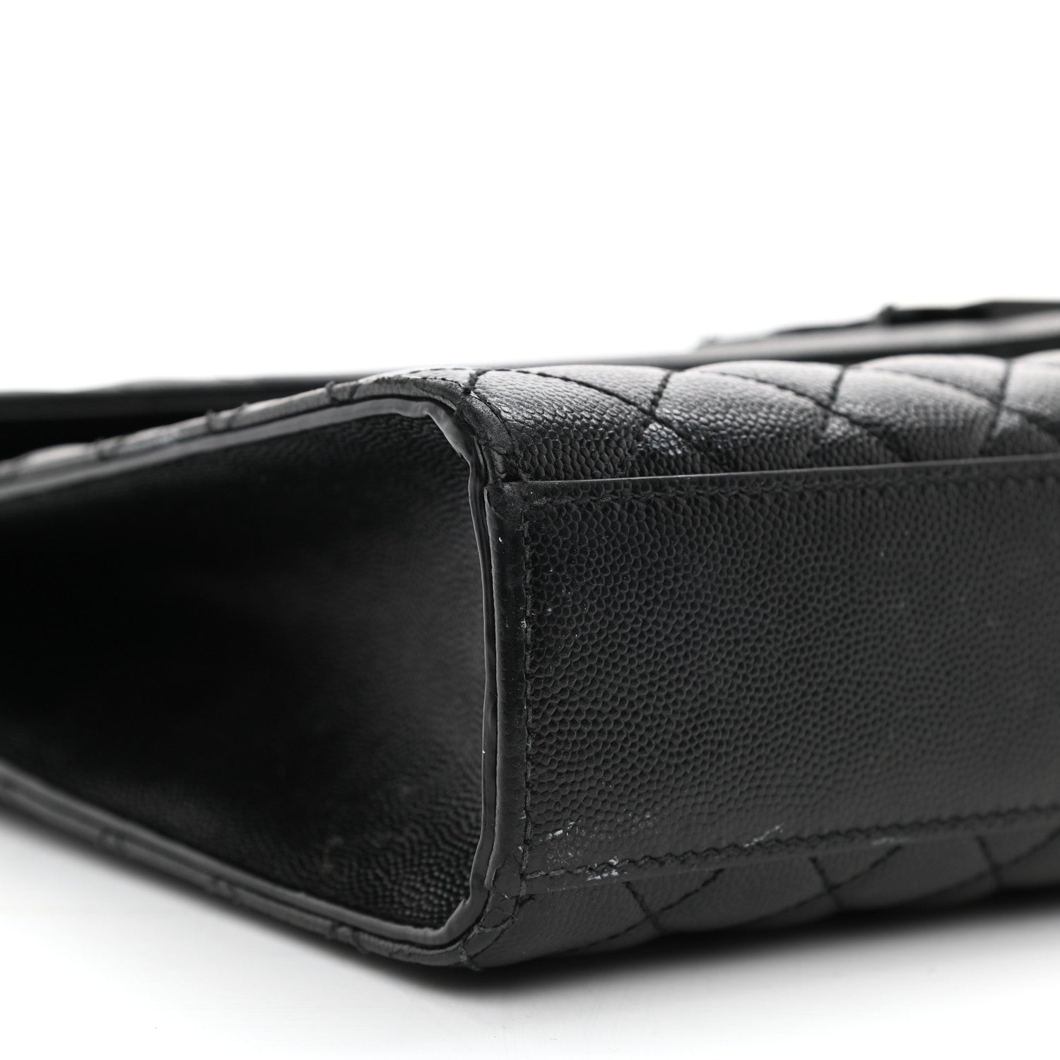 Saint Laurent Grain De Poudre Textured Mixed Matelasse Large Triquilt Monogram Monochrome Satchel Black 10 of 15