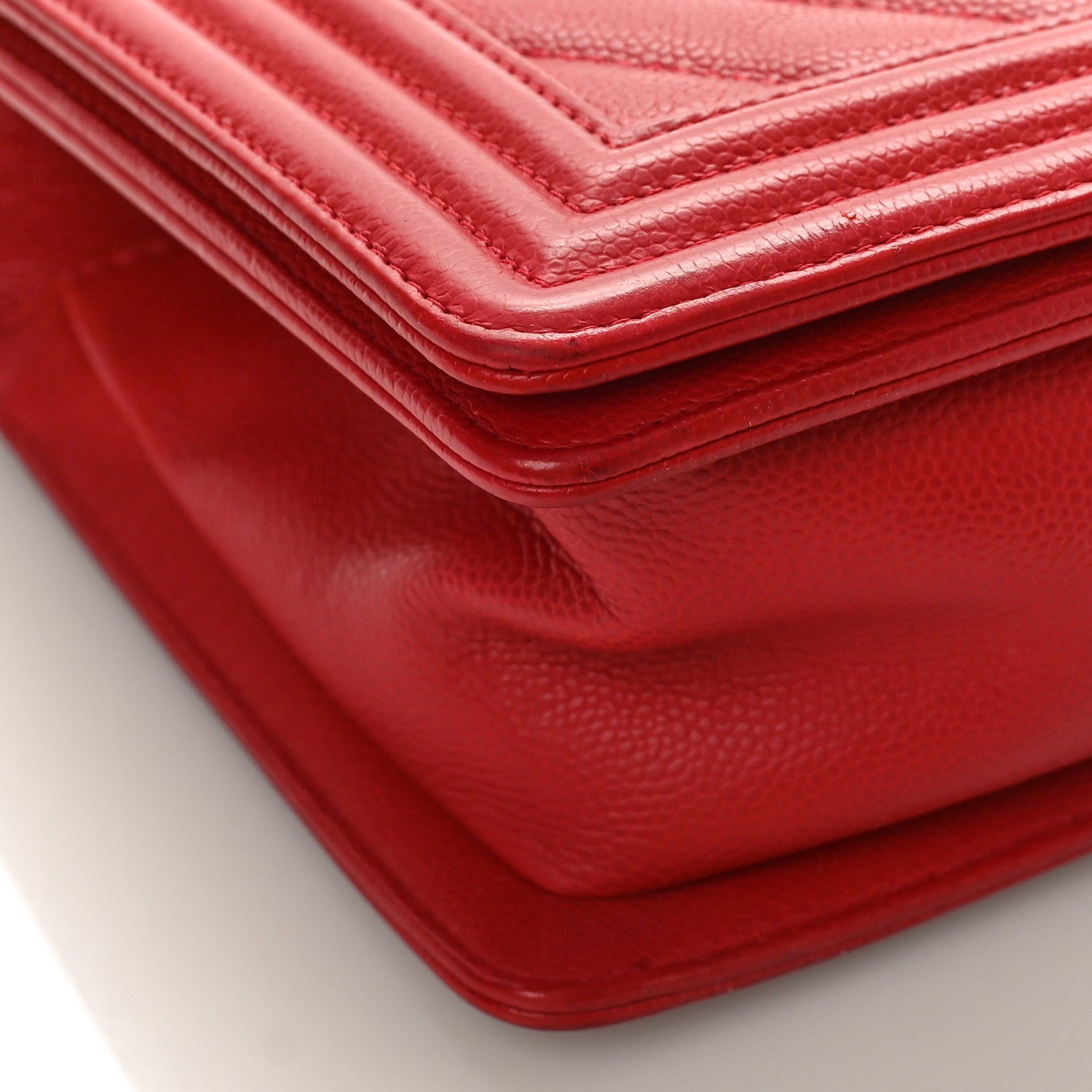 Chanel Caviar Chevron Quilted Medium Boy Flap Red 8 of 9