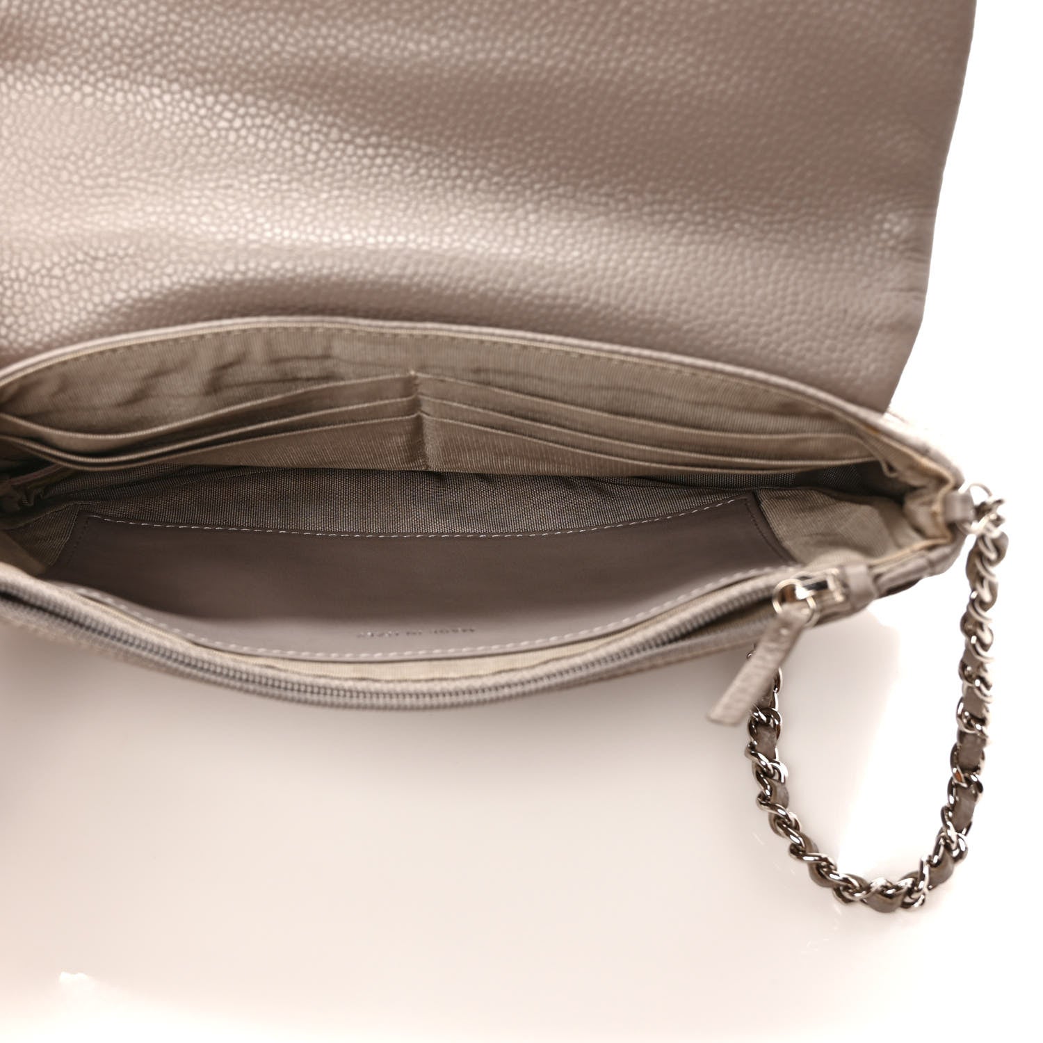 Chanel Caviar Half Moon Wallet On Chain WOC Light Grey 5 of 9