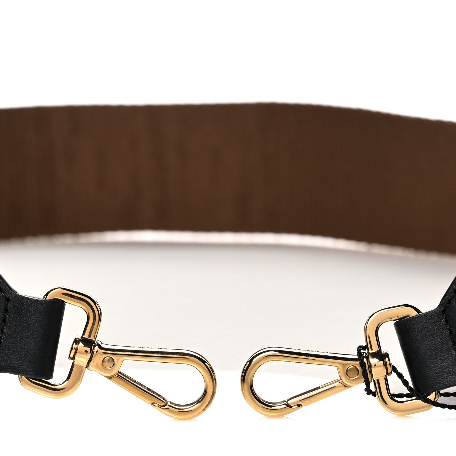 Fendi Ribbon Vitello Seta FF 1974 Adjustable Strap You Fango Marrone Black 5 of 5