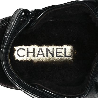 Chanel Laminated Lambskin Shearling Crystal CC Velcro Dad Platform Sandals 38 Black 8 of 11