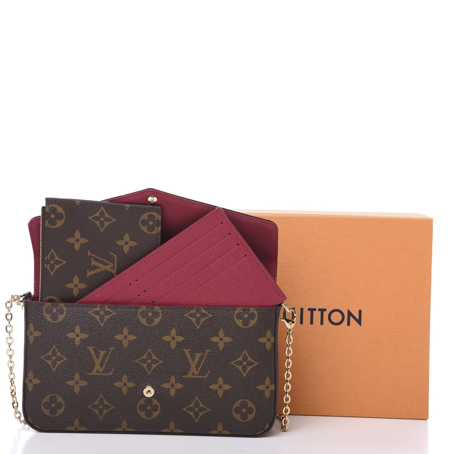 Monogram Pochette Felicie Chain Wallet Fuchsia