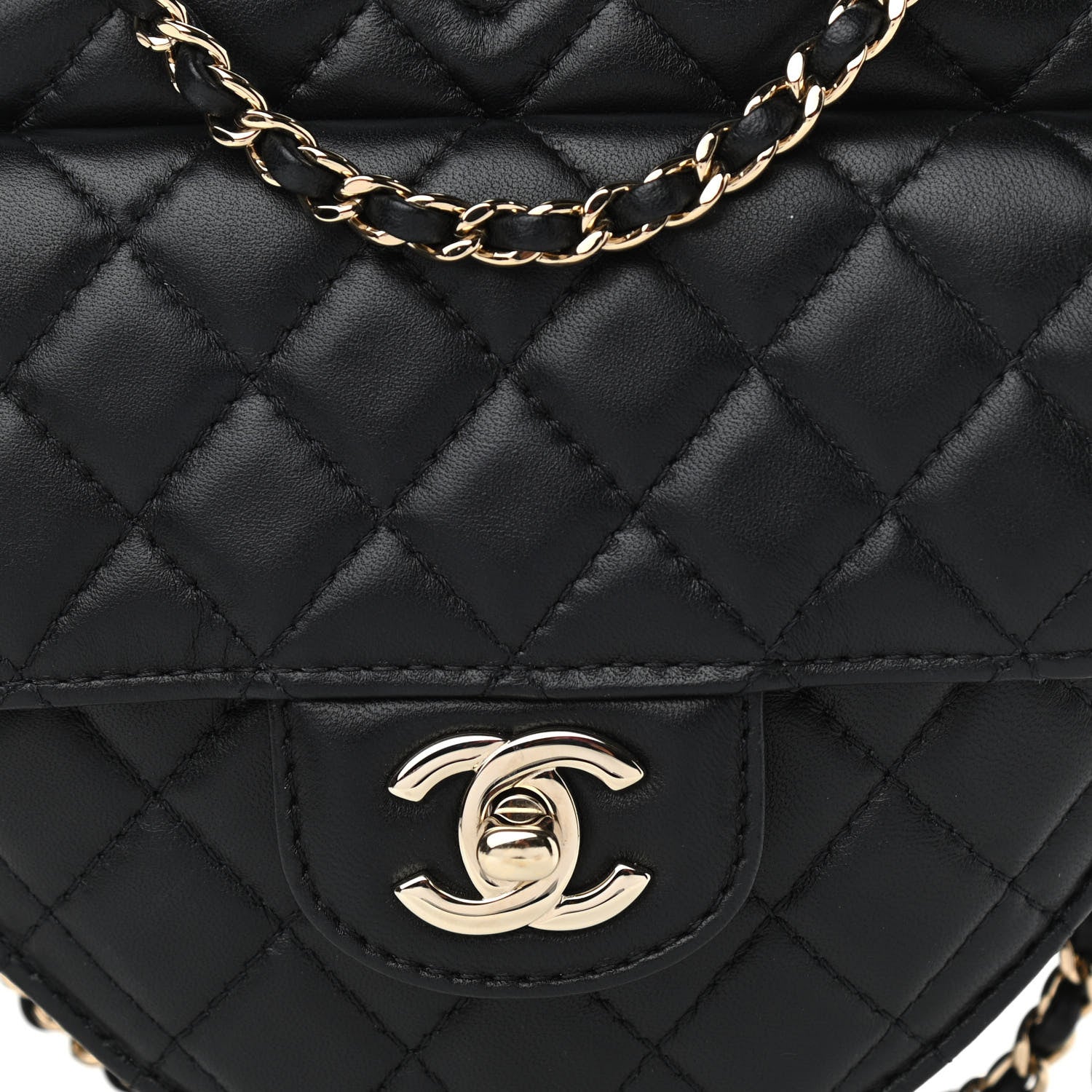 Chanel Lambskin Quilted CC In Love Heart Bag Black 8 of 10
