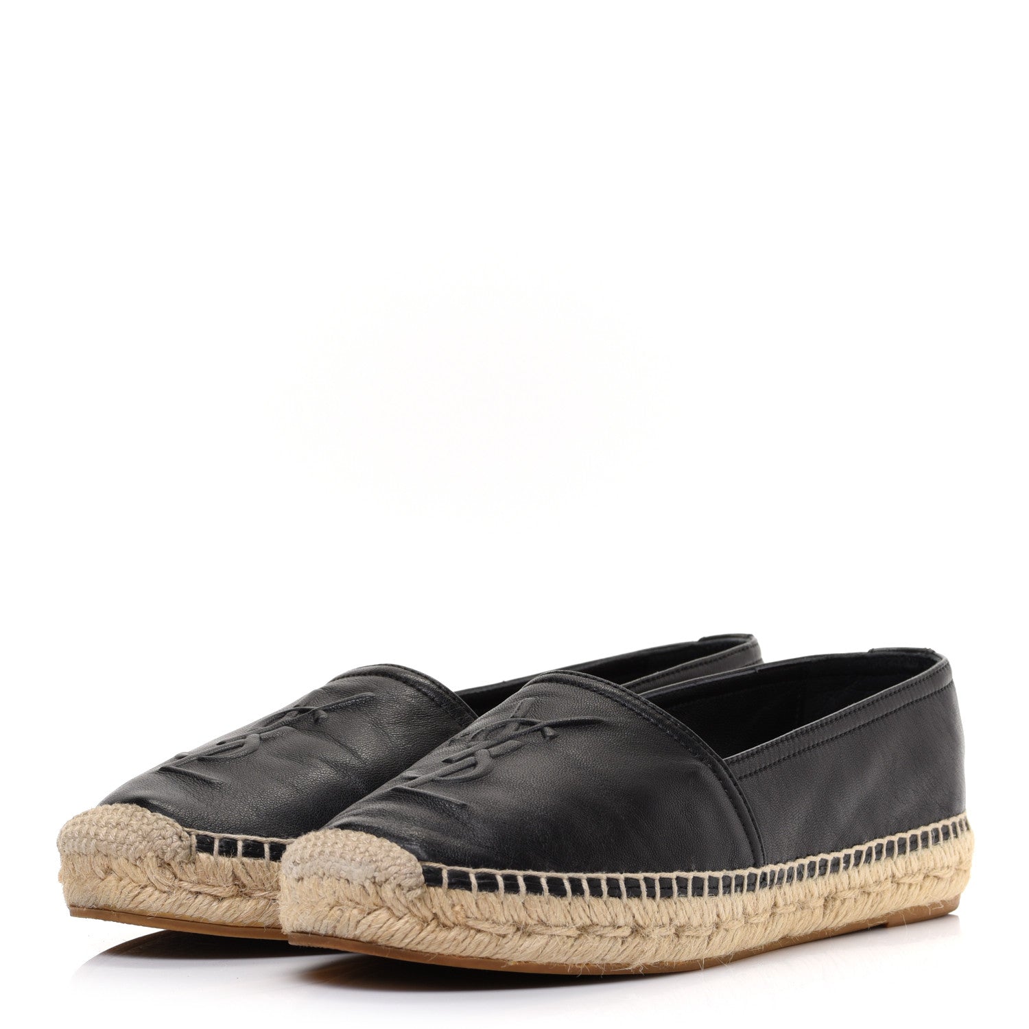 Saint Laurent Lambskin Monogram Espadrilles 36.5 Black 3 of 9