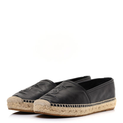 Saint Laurent Lambskin Monogram Espadrilles 36.5 Black 3 of 9