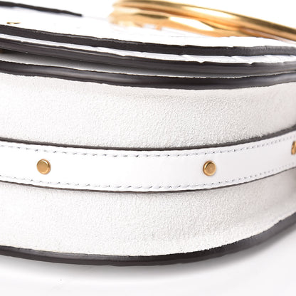Chloe Suede Calfskin Crocodile Embossed Small Nile Bracelet Bag Brilliant White 10 of 11