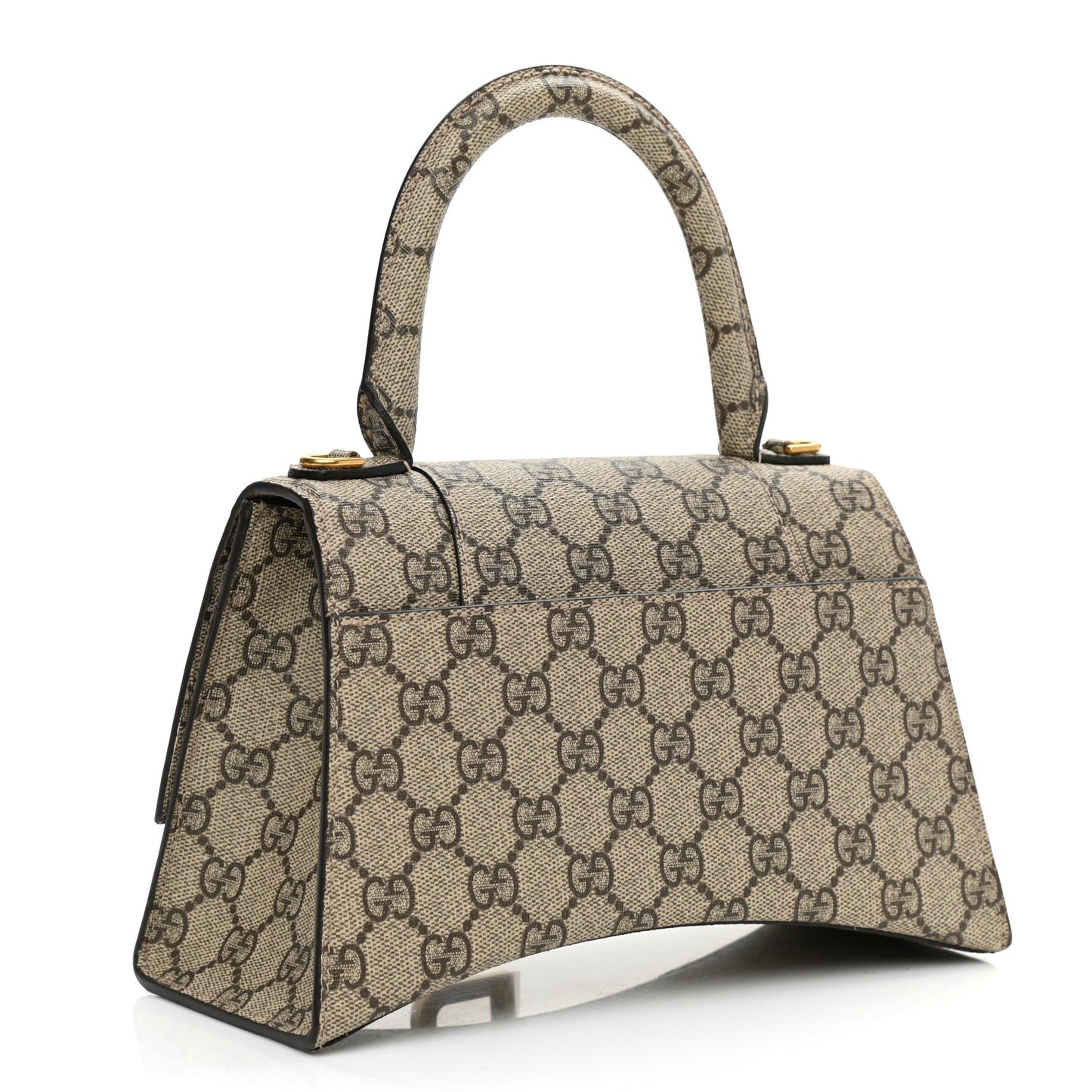 X GUCCI GG Supreme Monogram Small Hourglass Top Handle Bag Beige Ebony