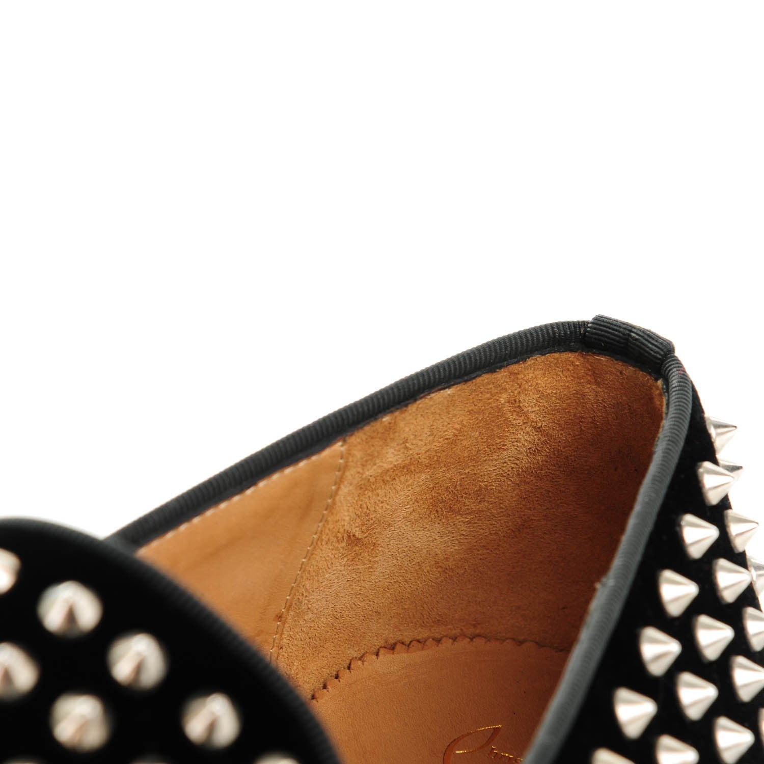 Christian Louboutin Mens Veau Velours Dandelion Spikes Flat Loafers 46.5 Black 9 of 9