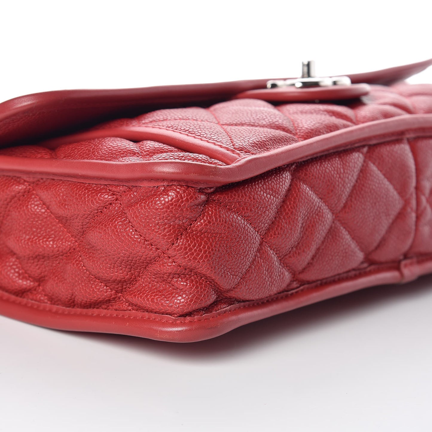 Caviar Quilted Large French Riviera Flap Red