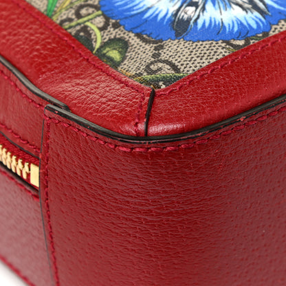 Gucci GG Supreme Monogram Flora Web Small Ophidia Top Handle Shoulder Bag Hibiscus Red 13 of 14