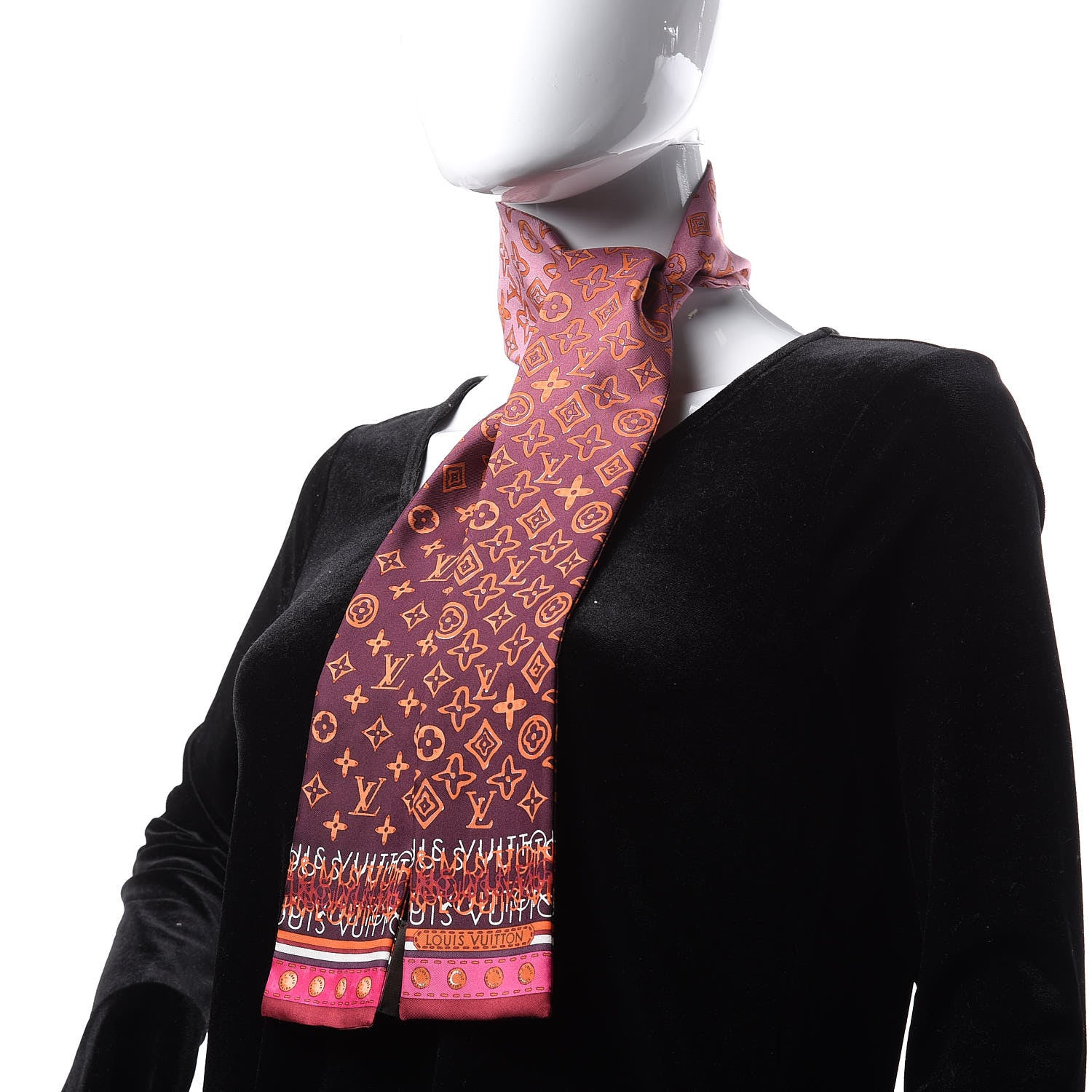 Louis Vuitton Silk Monogram Map Bandeau Plum Orient 2 of 4