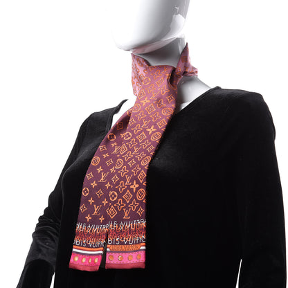 Louis Vuitton Silk Monogram Map Bandeau Plum Orient 2 of 4