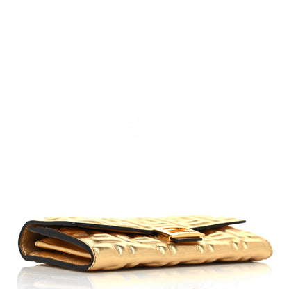 Fendi Vitello Catalan Mirror FF 1974 Embossed Continental Wallet Gold 4 of 10