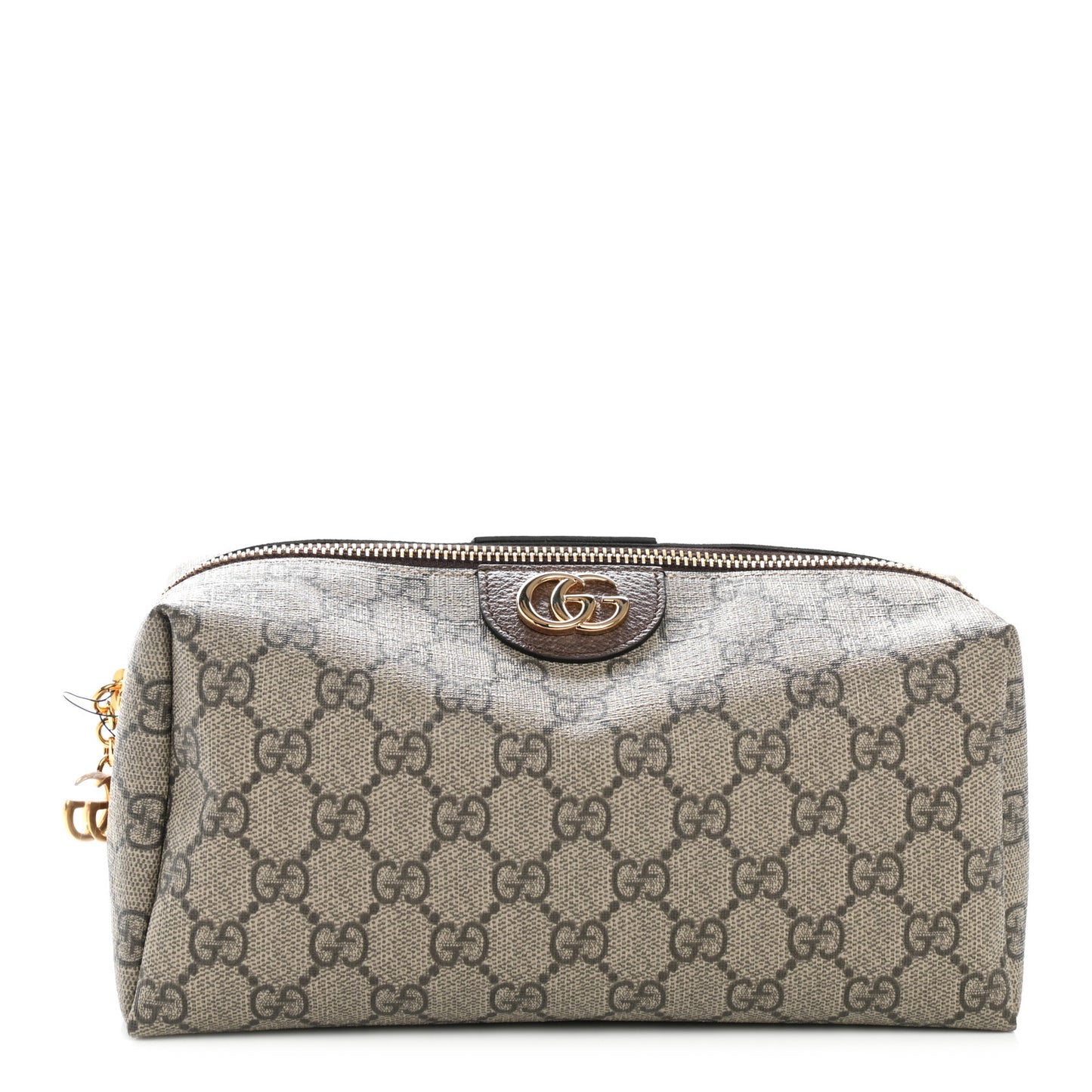 Soft GG Supreme Monogram Calfskin Large Ophidia Cosmetic Case Beige Ebony New Acero