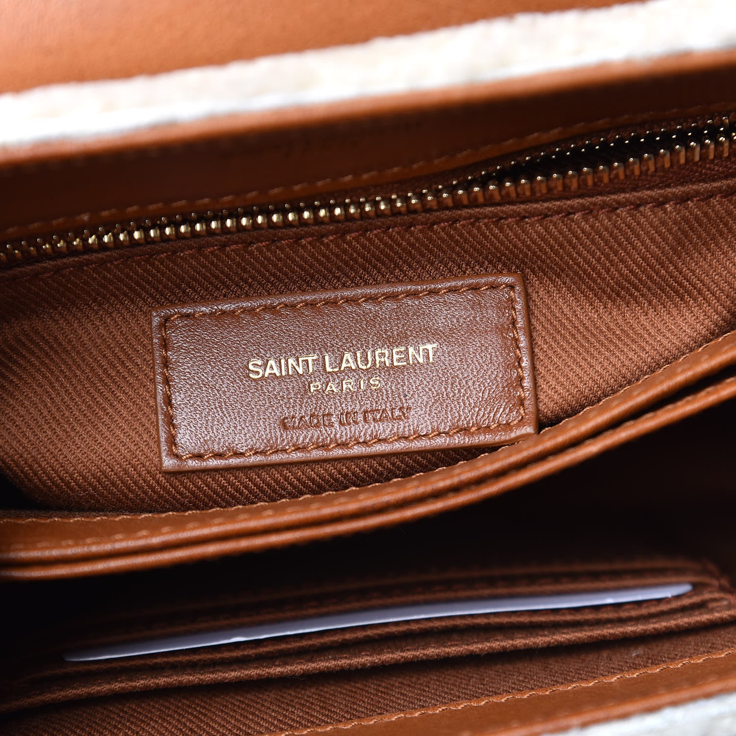 Saint Laurent Shearling Toy Loulou Shoulder Bag Natural 6 of 13
